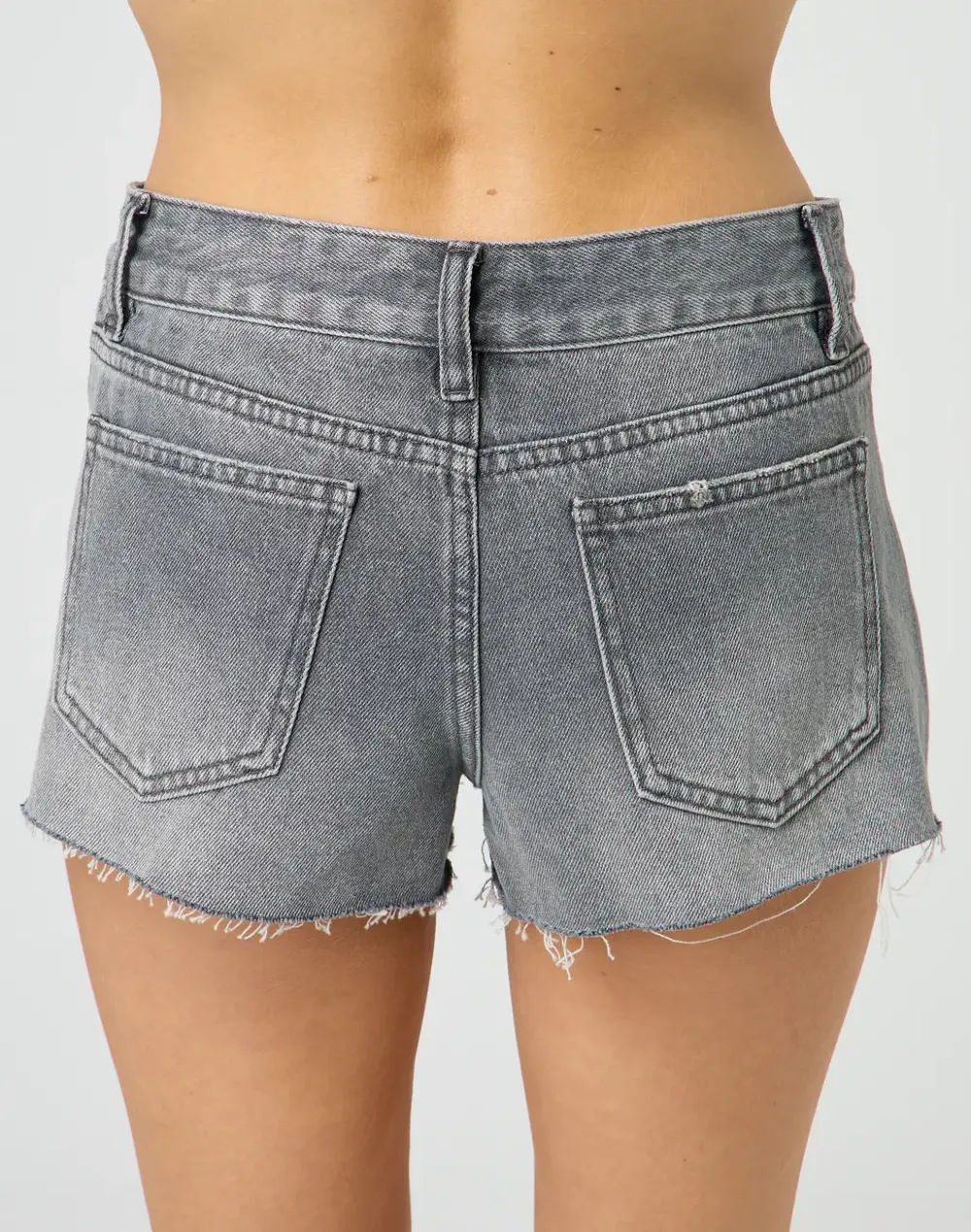 Mid Rise Denim Mini Short