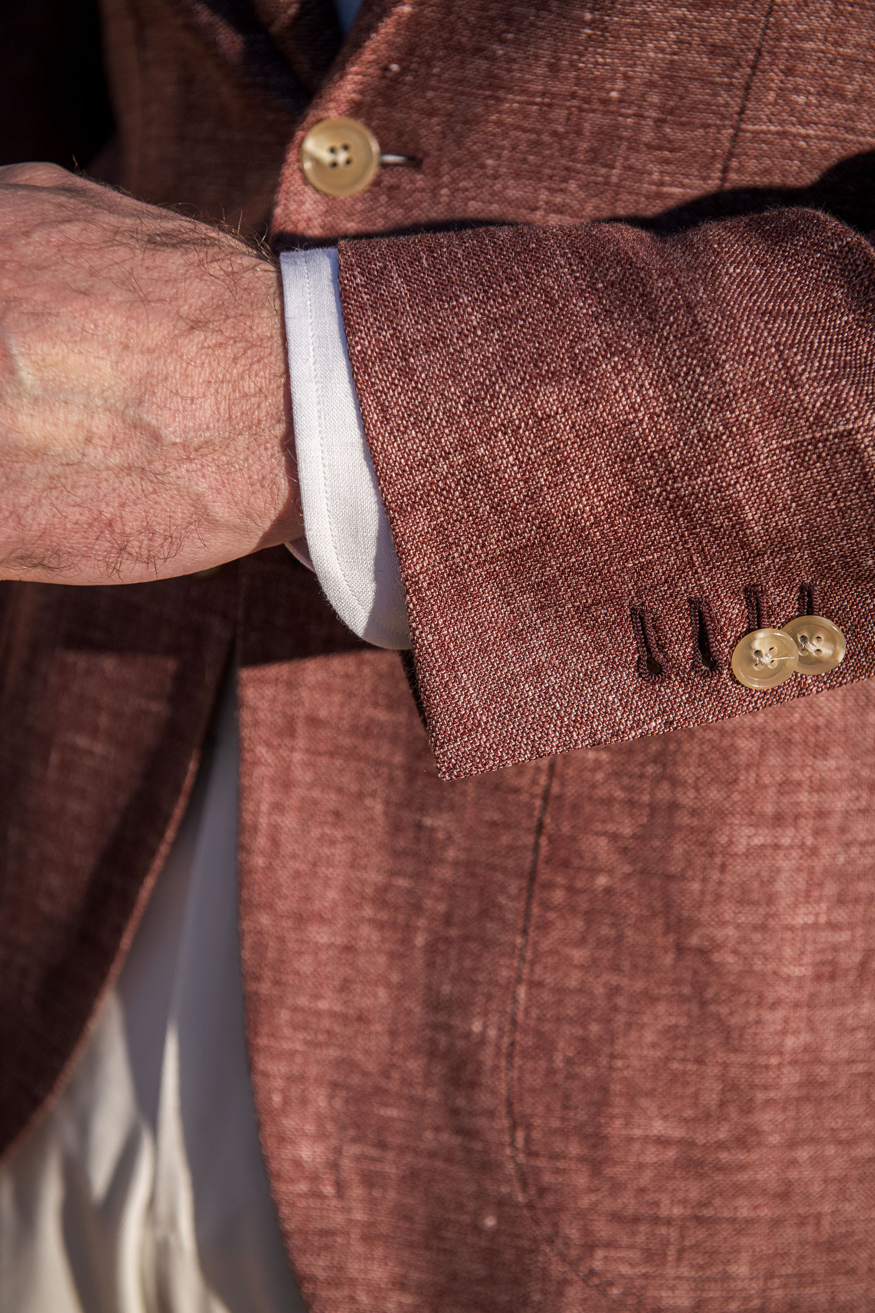 Burgundy Linen And Wool Jacket