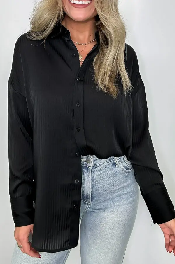 Satin Pinstripe Button Down Top