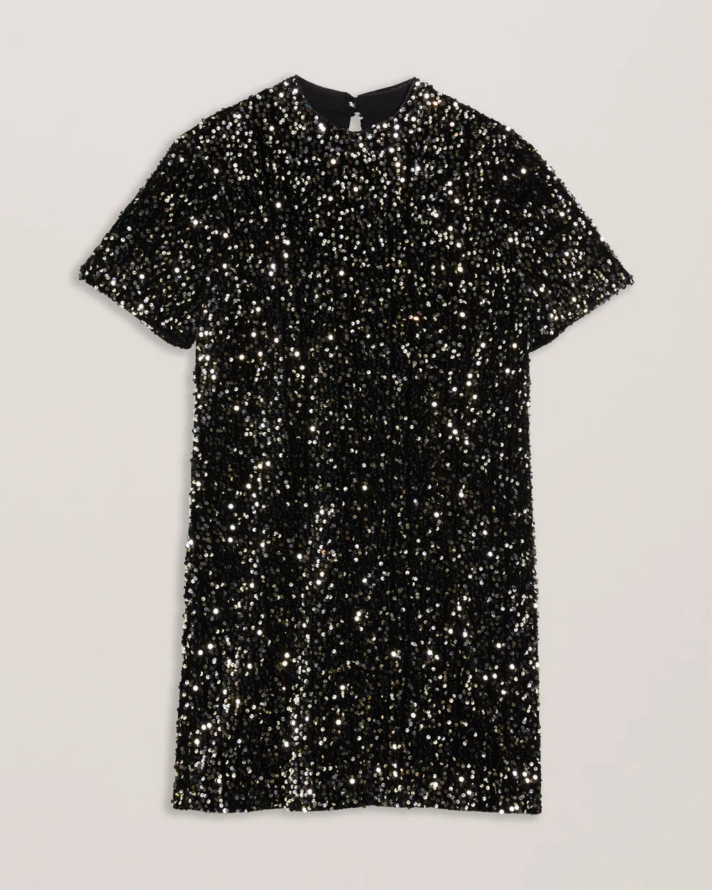 Audriyy Velvet Sequin T-Shirt Mini Dress Black