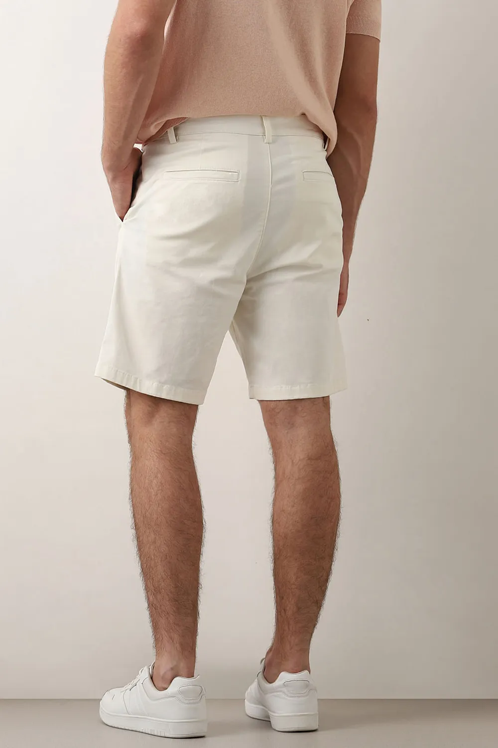 Black Mid Rise Cotton Chino Shorts