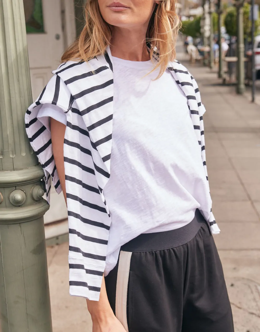 Yasmin Long Sleeve Top - White/Black Stripe