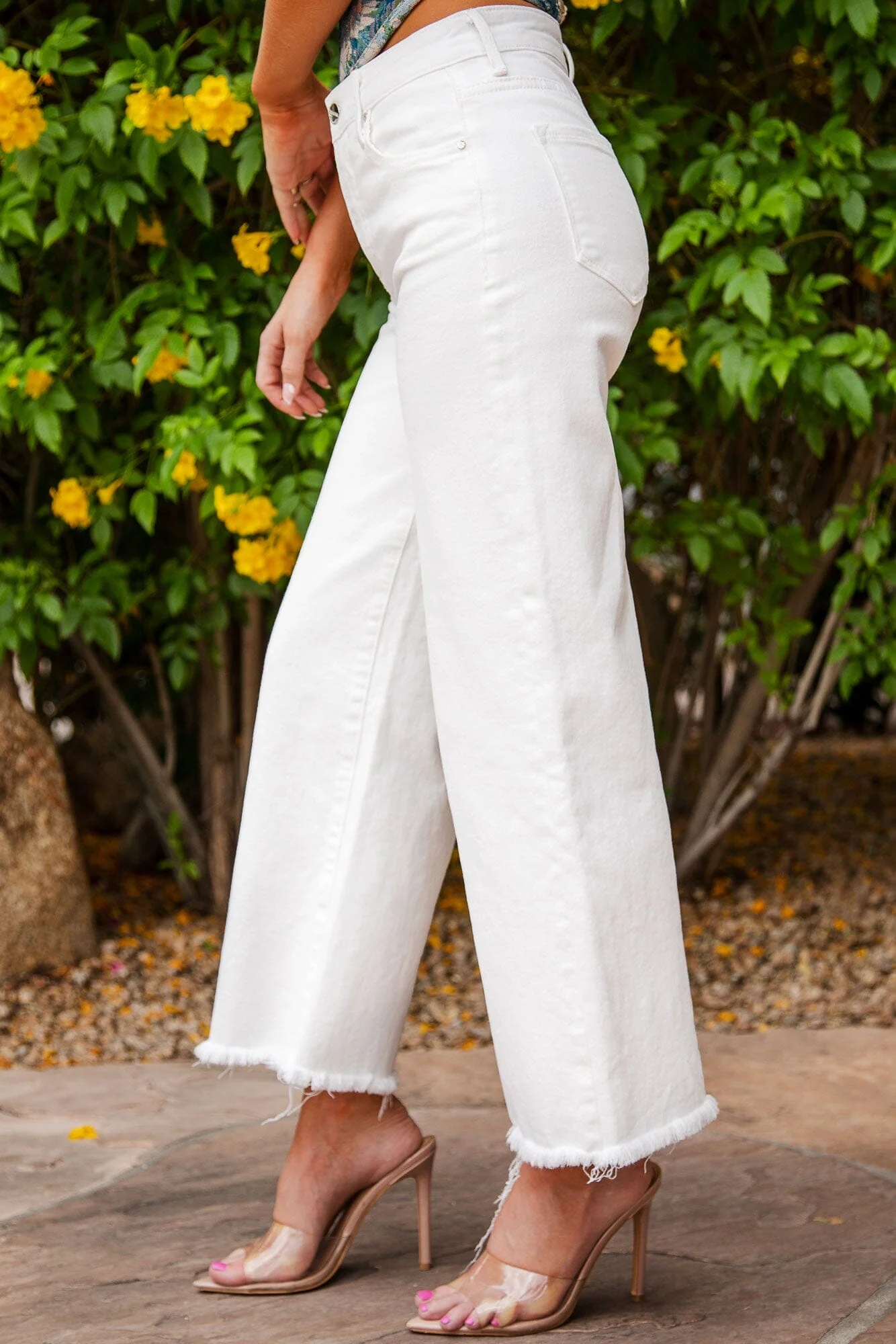 White Wide Leg Nine Minute Long Jeans