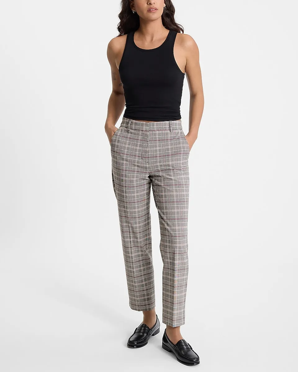 Editor Plaid High Waisted Straight Ankle Pant