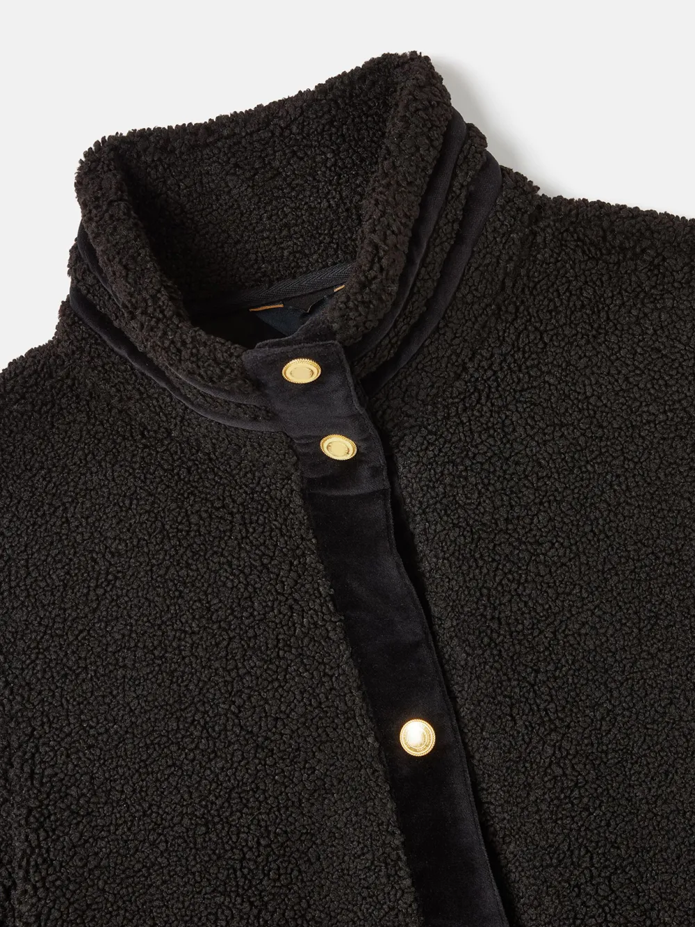 Funnel Neck Fleur Black Fleece Jacket