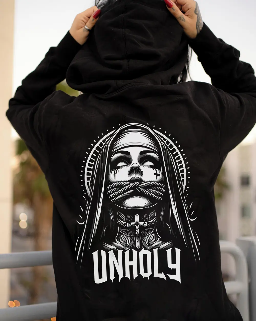 Unholy Nun Print Women's Hoodie