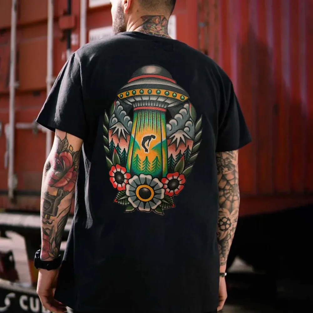 Space Ship Printed Men's T-shirt