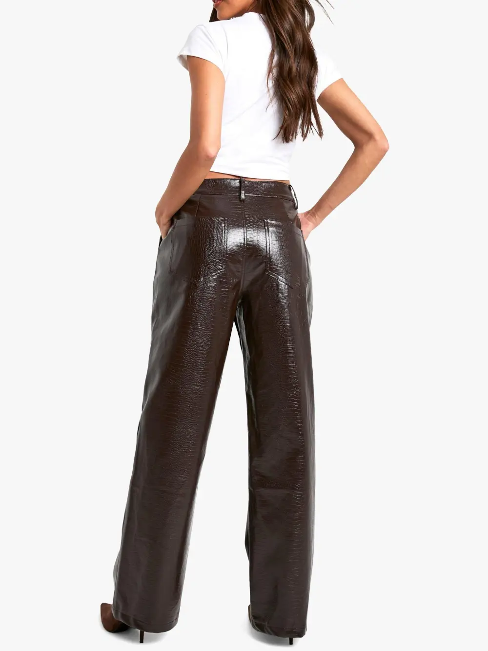 CROC PU STRAIGHT LEG PANTS