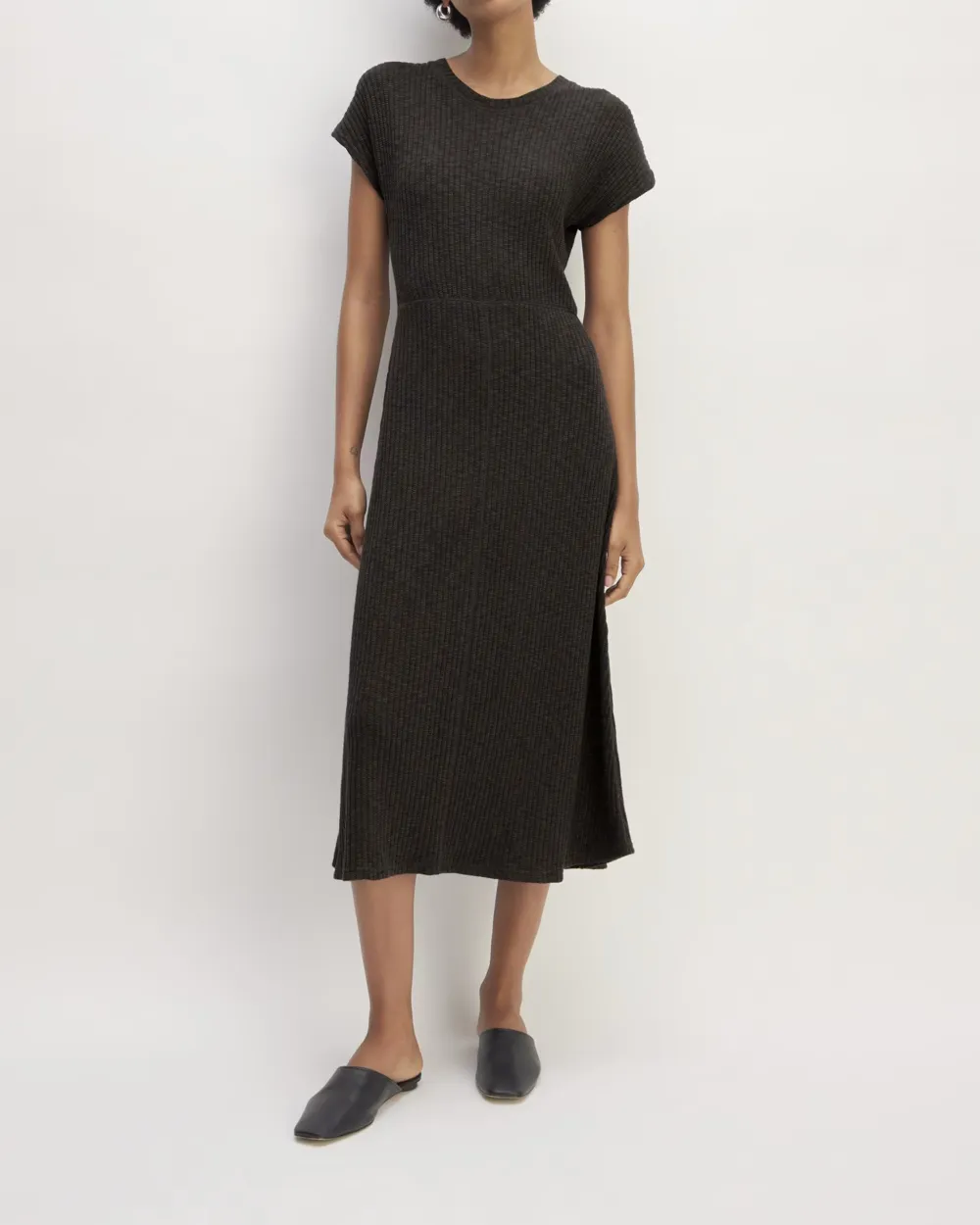 The Rib-Knit Cap-Sleeve Midi Dress