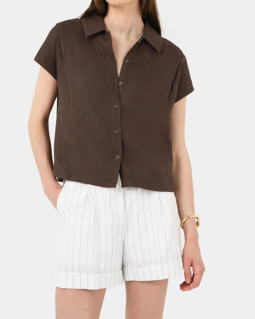 One Piece Collar Linen Collar Shirt