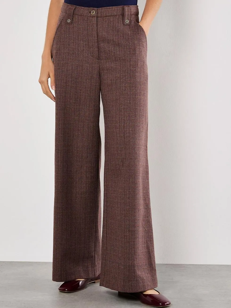 Mini Check Wide Leg Trousers