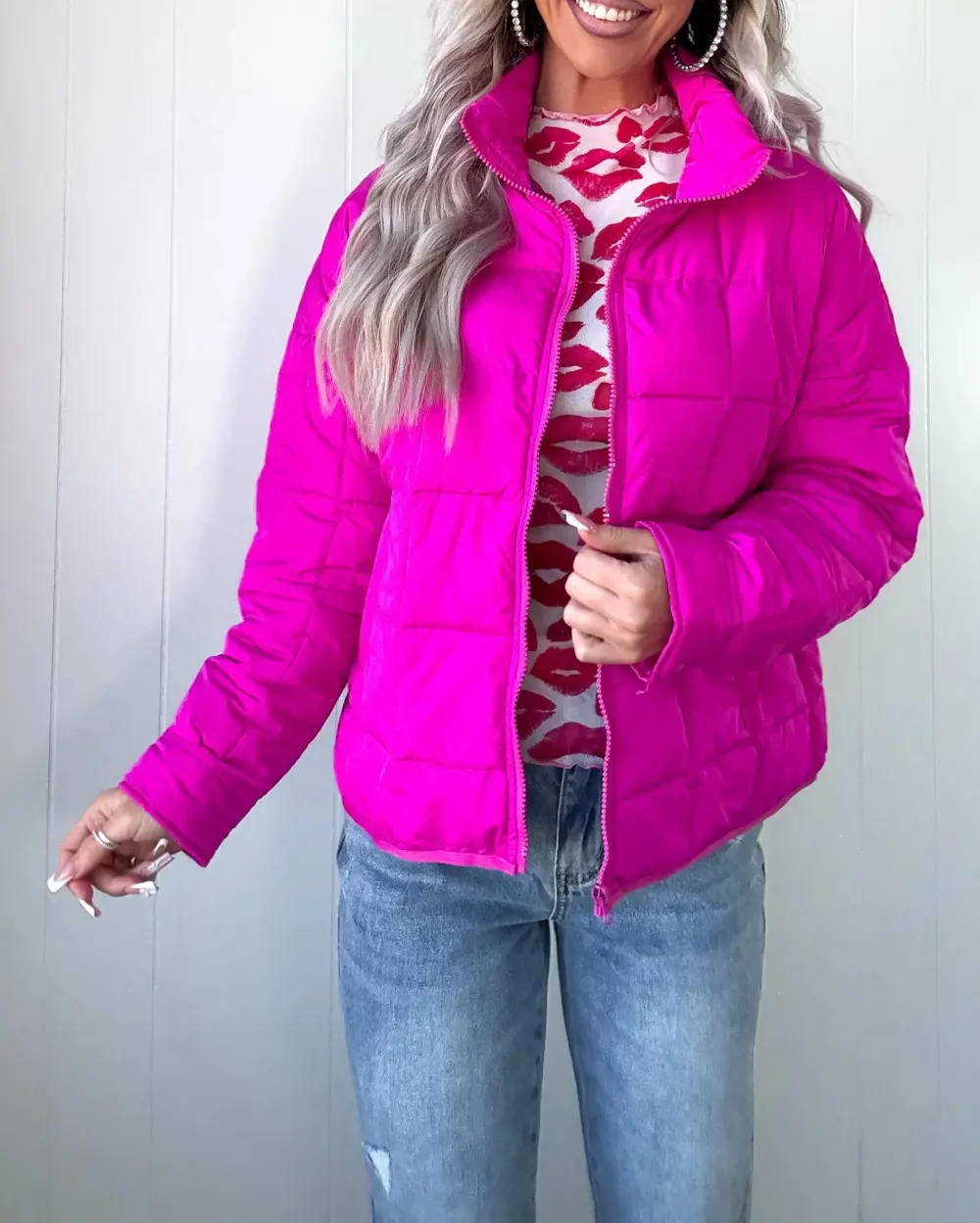 City Views Puffer Jacket - Fuchsia