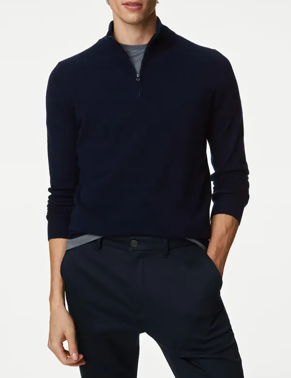 Pure Cashmere Half Zip Jumper