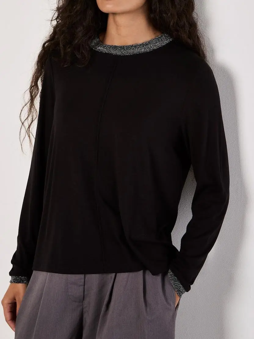 Sparkle Trim Jersey Knit Top