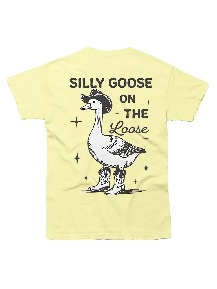 Goose With Hat And Shoes Print T-Shirt