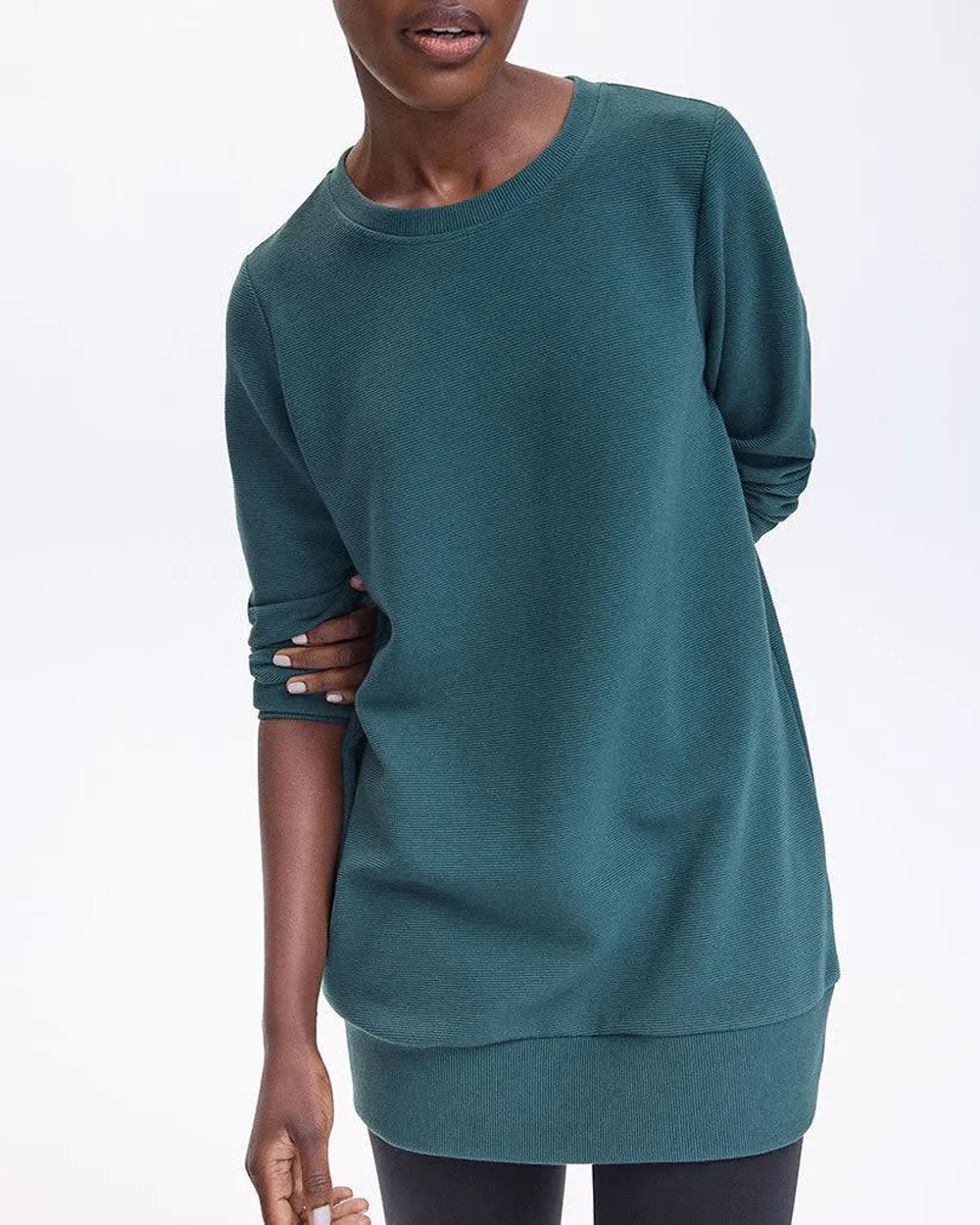 Long-Sleeve Crew-Neck Ottoman-Knit Tunic