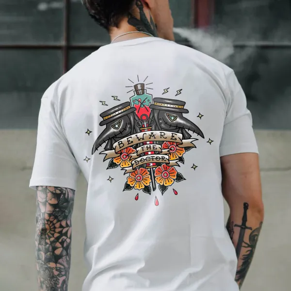 Beware The Doctor Print Print Men's T-shirt