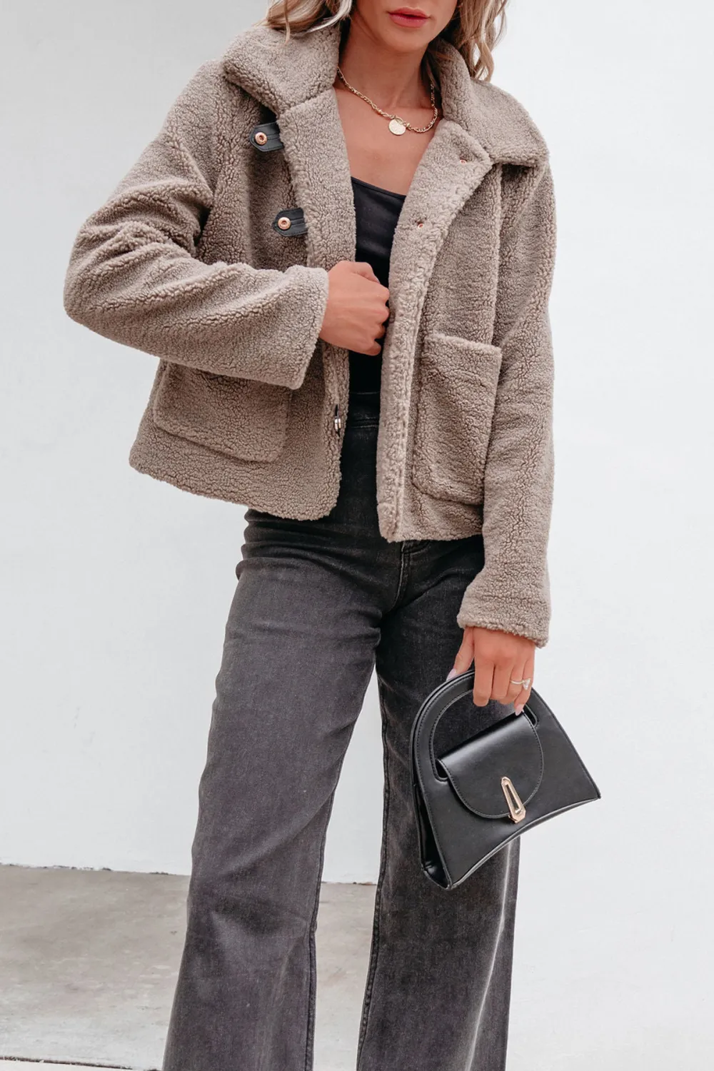 Mocha Sherpa Button Up Jacket