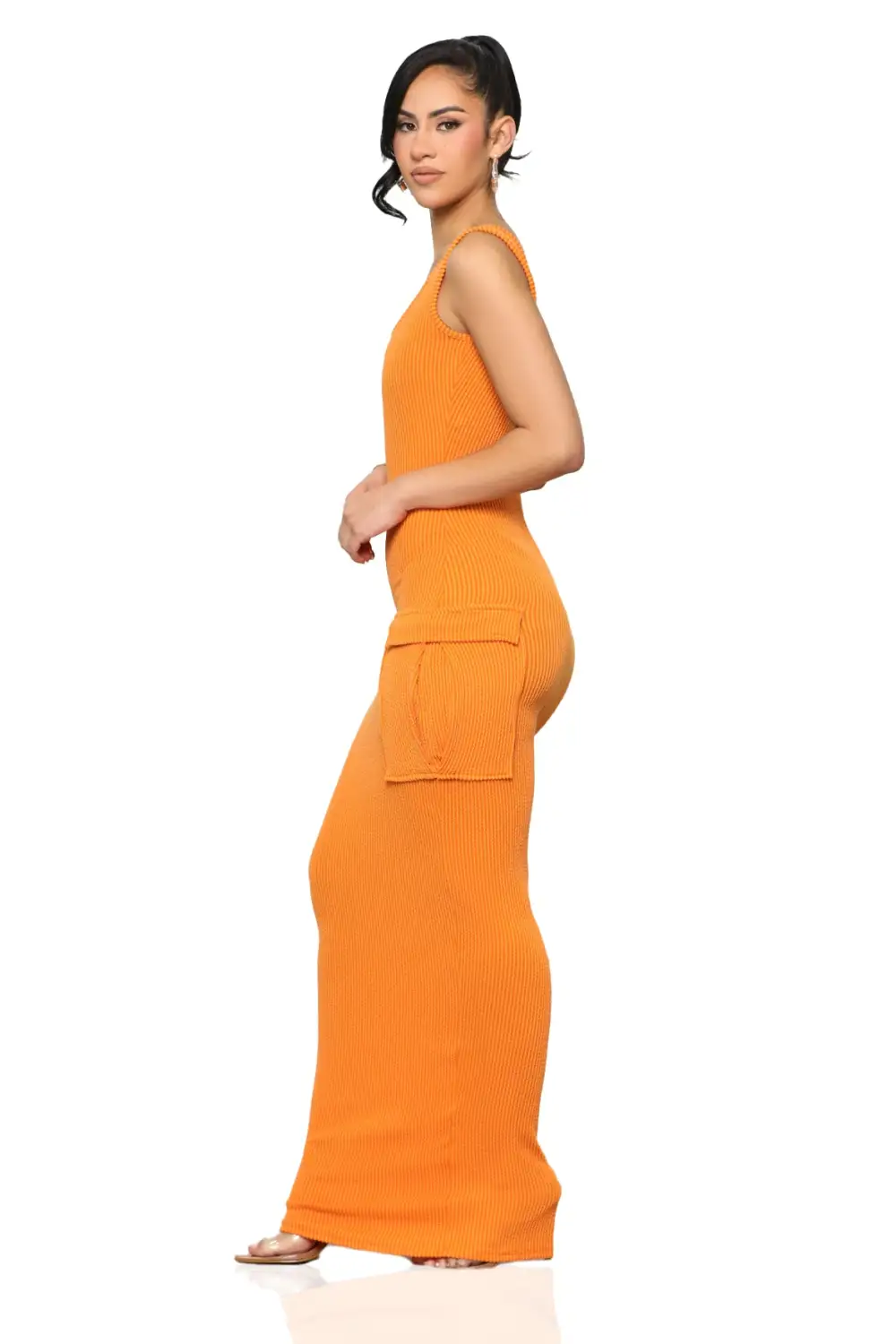 Rest N' Play Ribbed Dress (Orange)-FINAL SALE