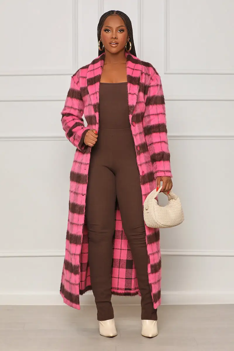 Fallin Into You Plaid Coat (Pink Multi)- FINAL SALE