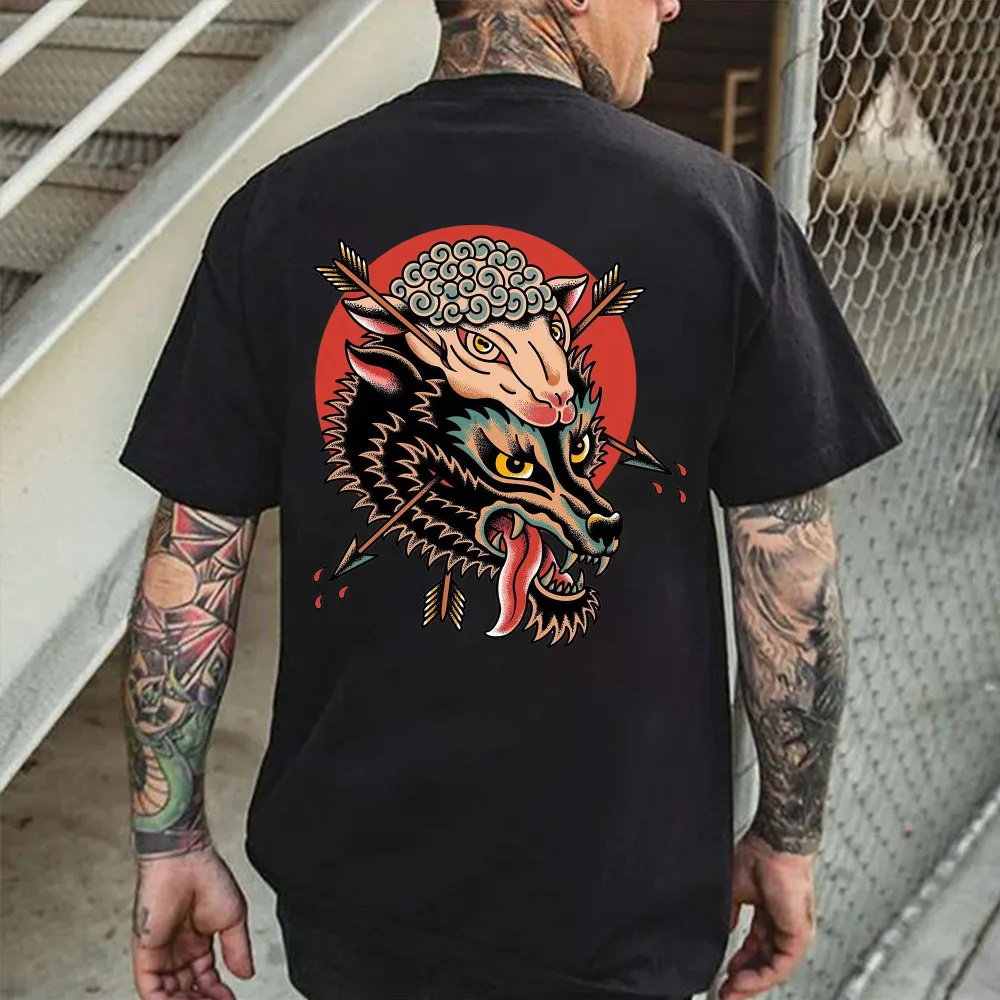 Ferocious Wolf Printed Men's T-shirt