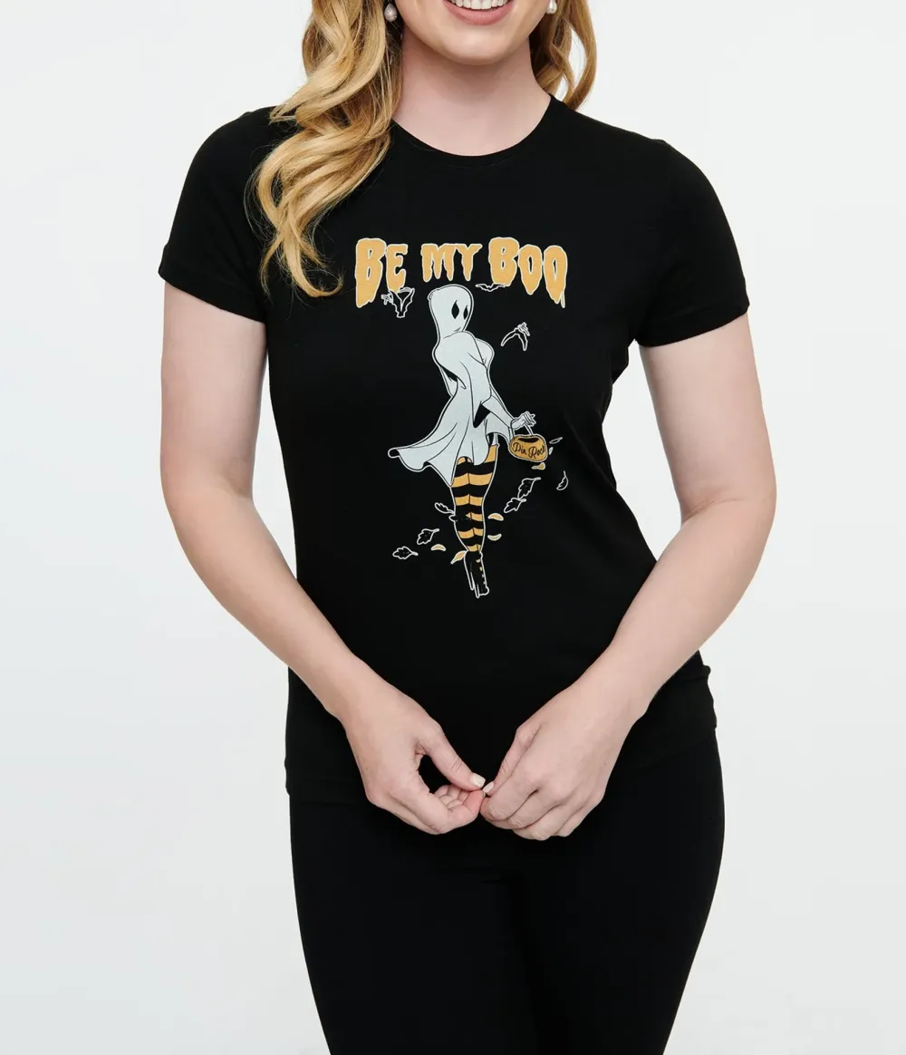 1950s Black Hallowitch Fitted Graphic Tee