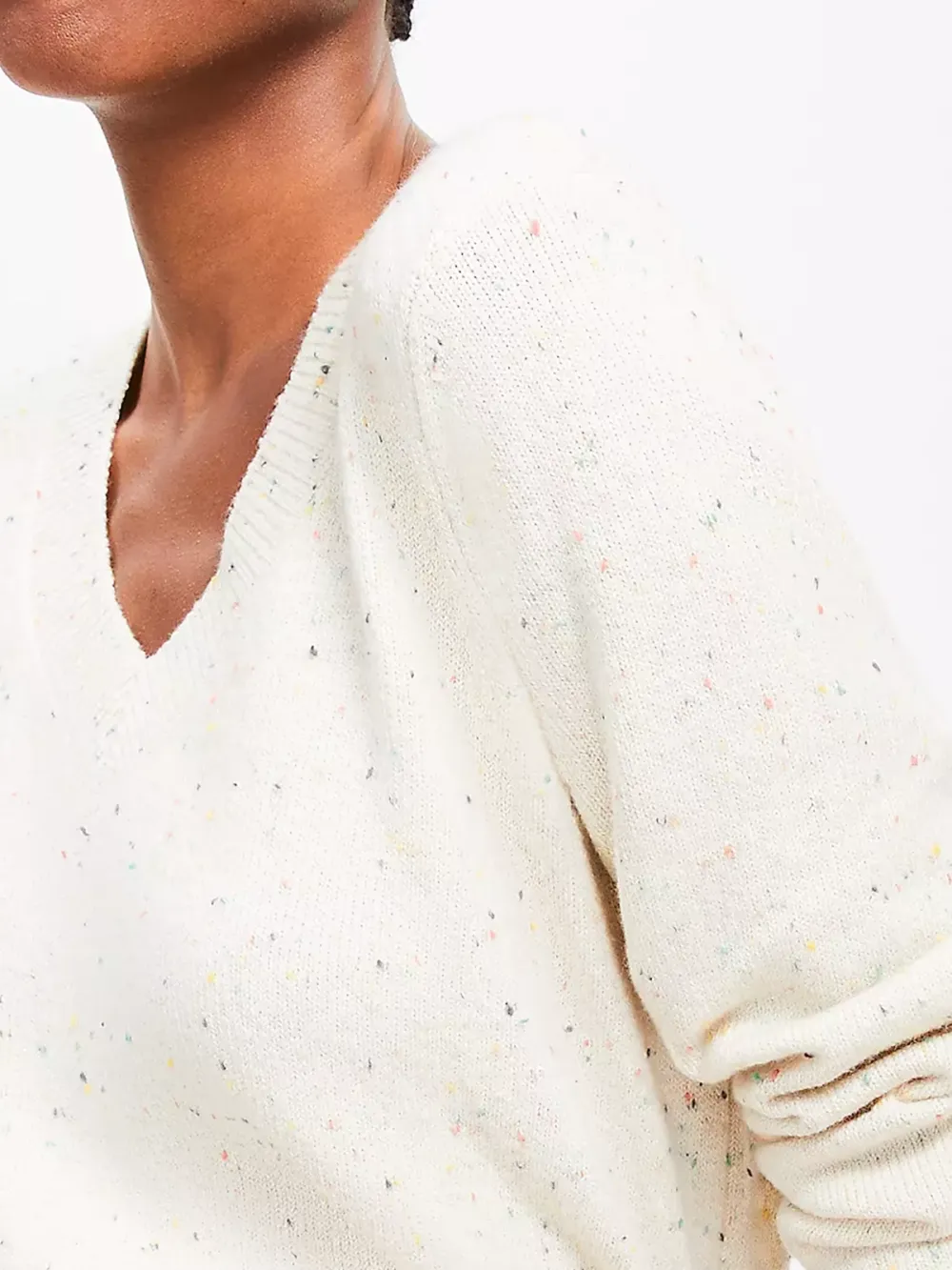 Flecked Relaxed V-Neck Sweater