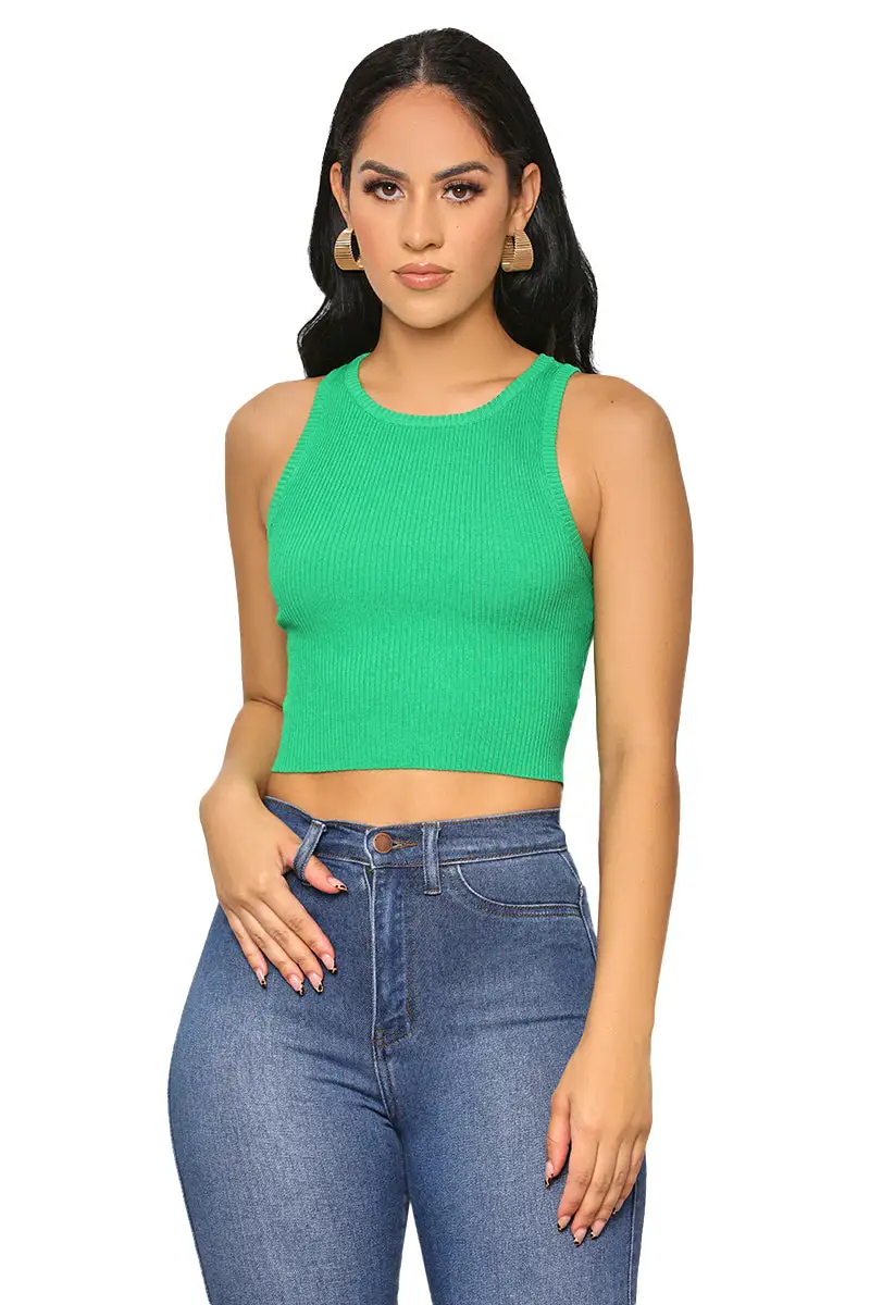 Easy Upgrade Ribbed Crop Top (Green)- FINAL SALE