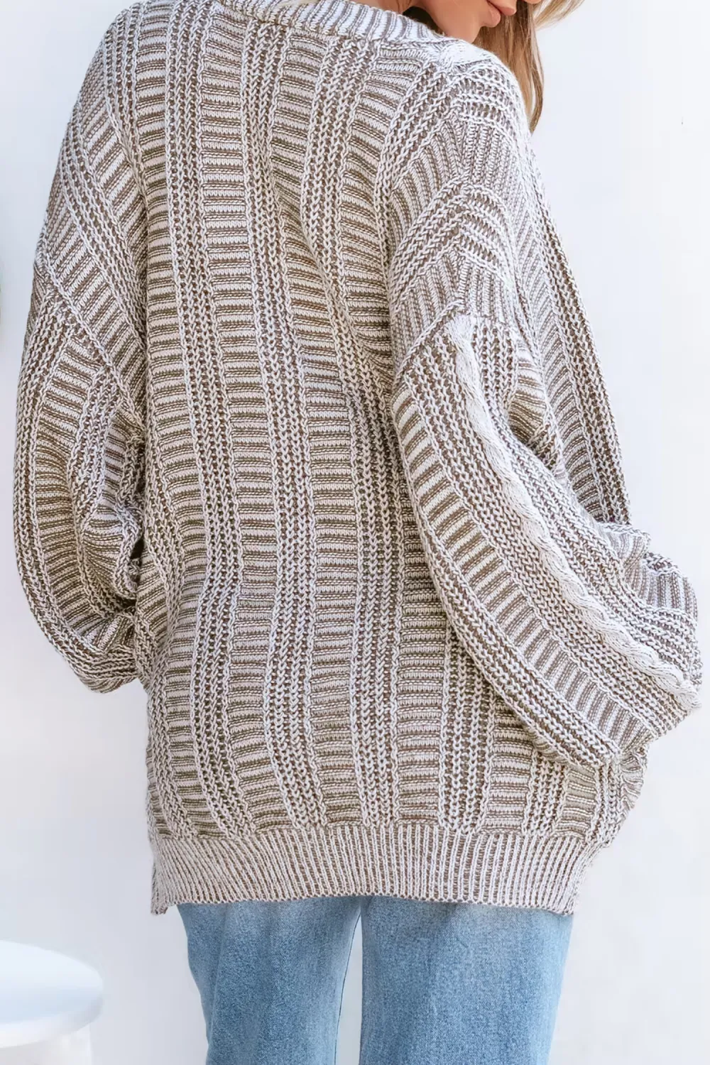 Brown Cable Knit Long Sleeve Longline Cardigan