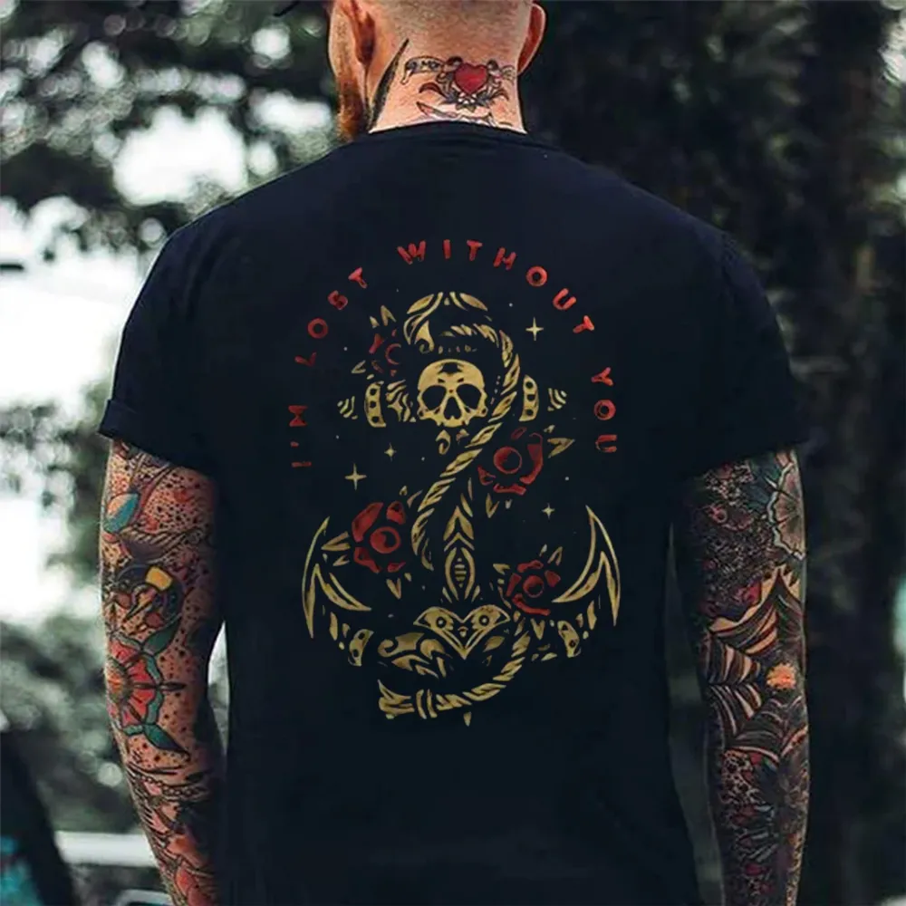 I'm Lost Without You Skull Printed Men's T-shirt