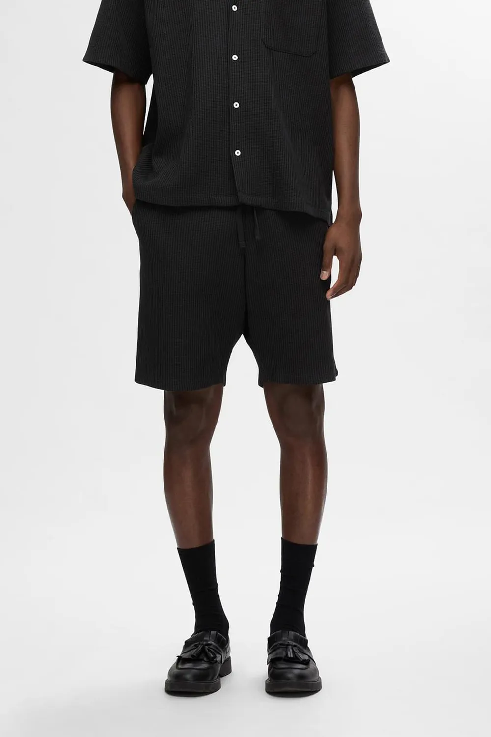 Off-White Waffle Textured Co-ord Set Shorts