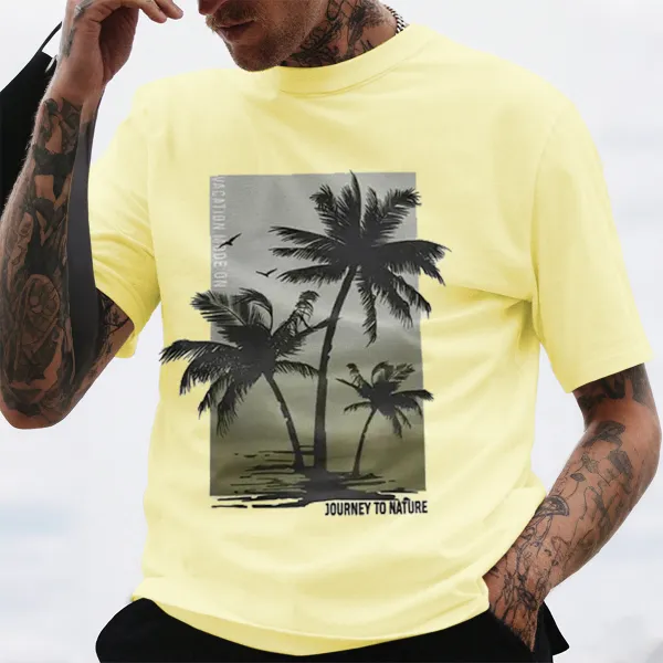 Hawaiian Style Coconut Tree Pattern T-Shirt