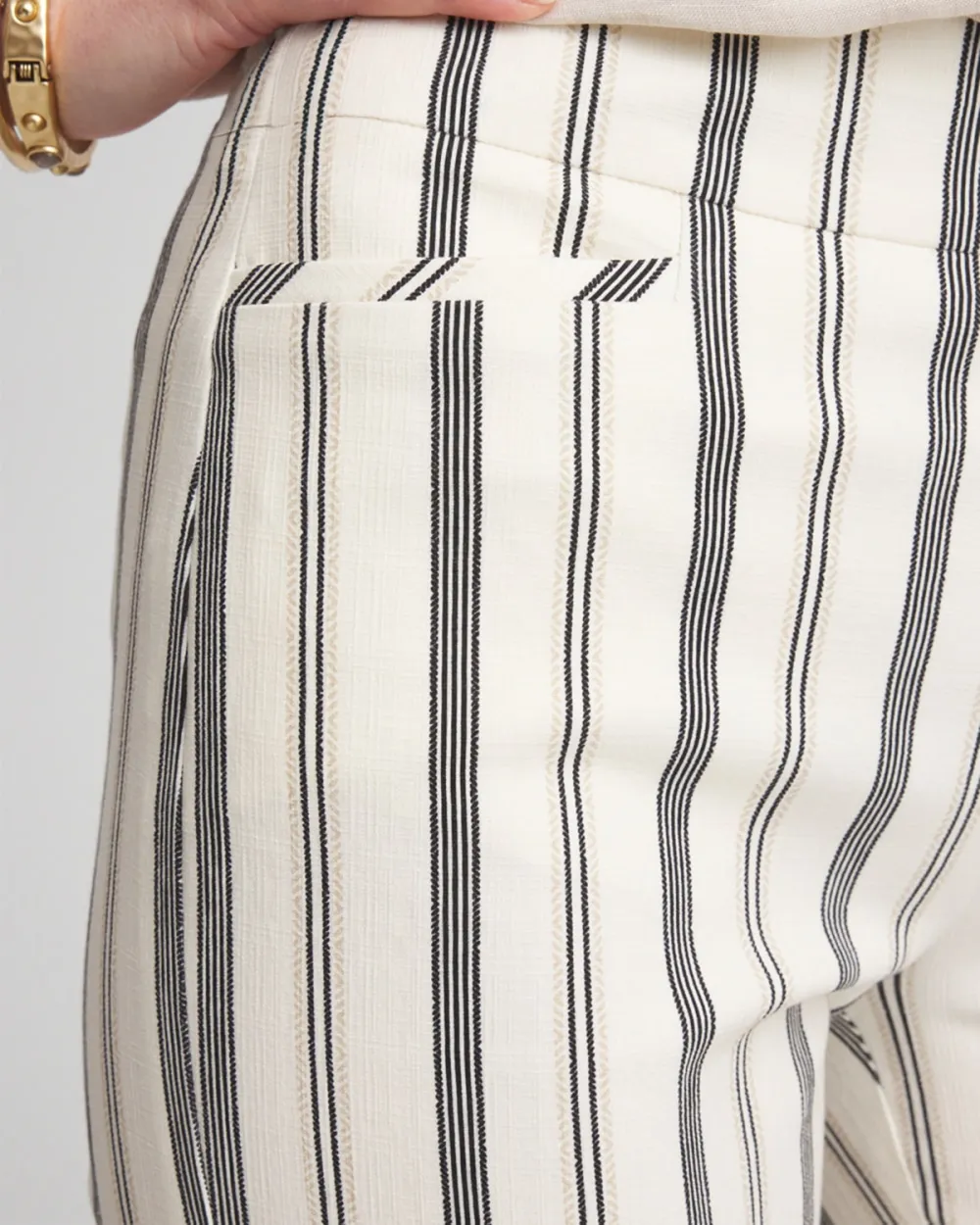 Slub Striped Cropped Pants