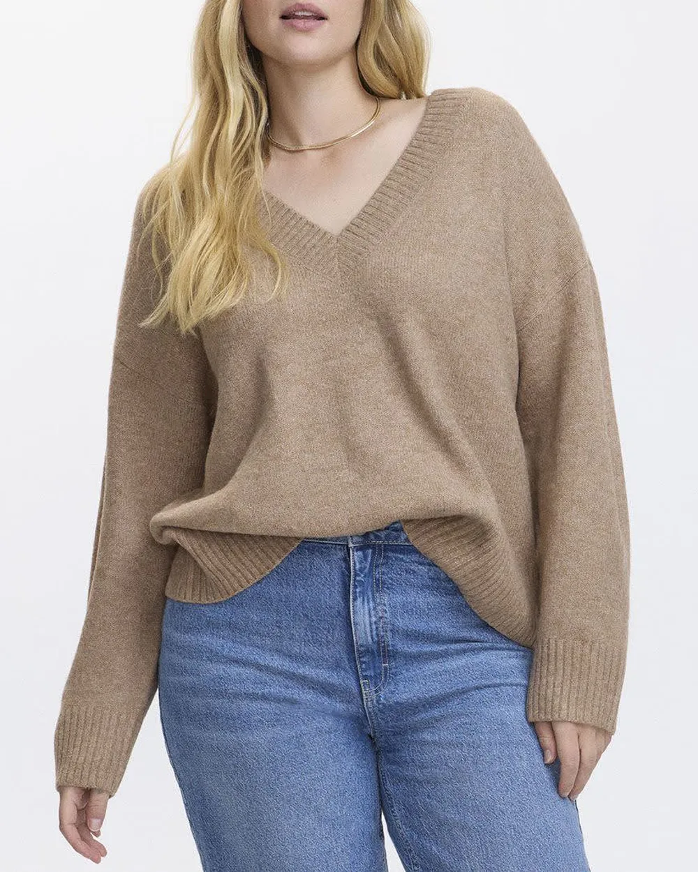 PlushSoft Long-Sleeve V-Neck Sweater