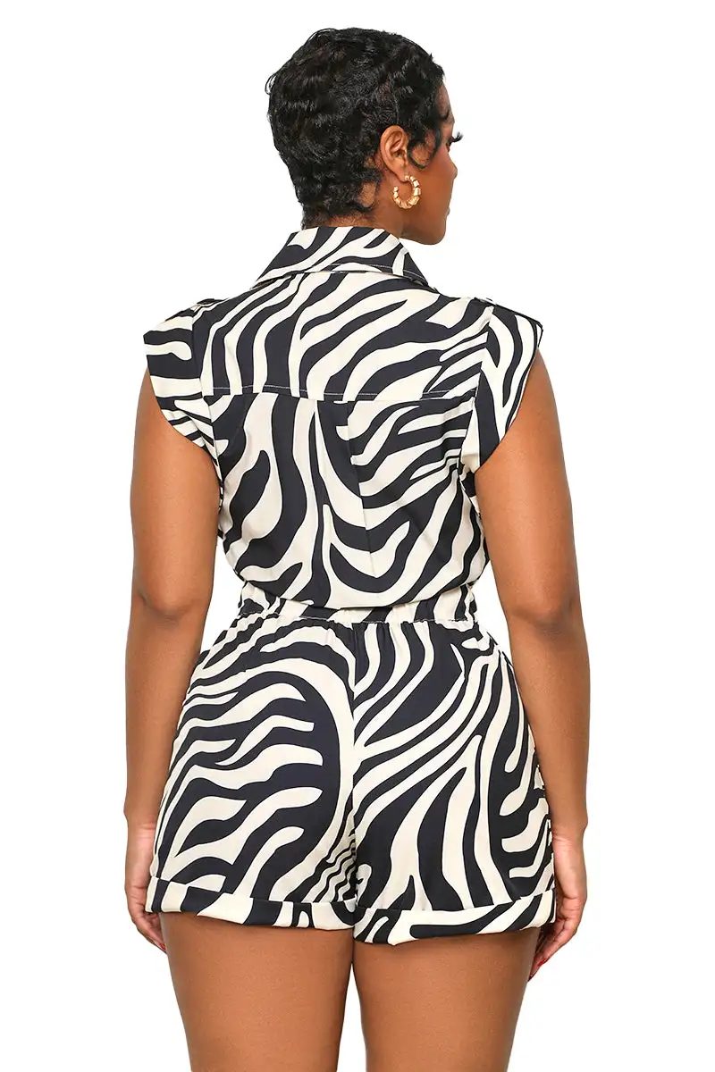 In The Wild Striped Romper (Black Multi)