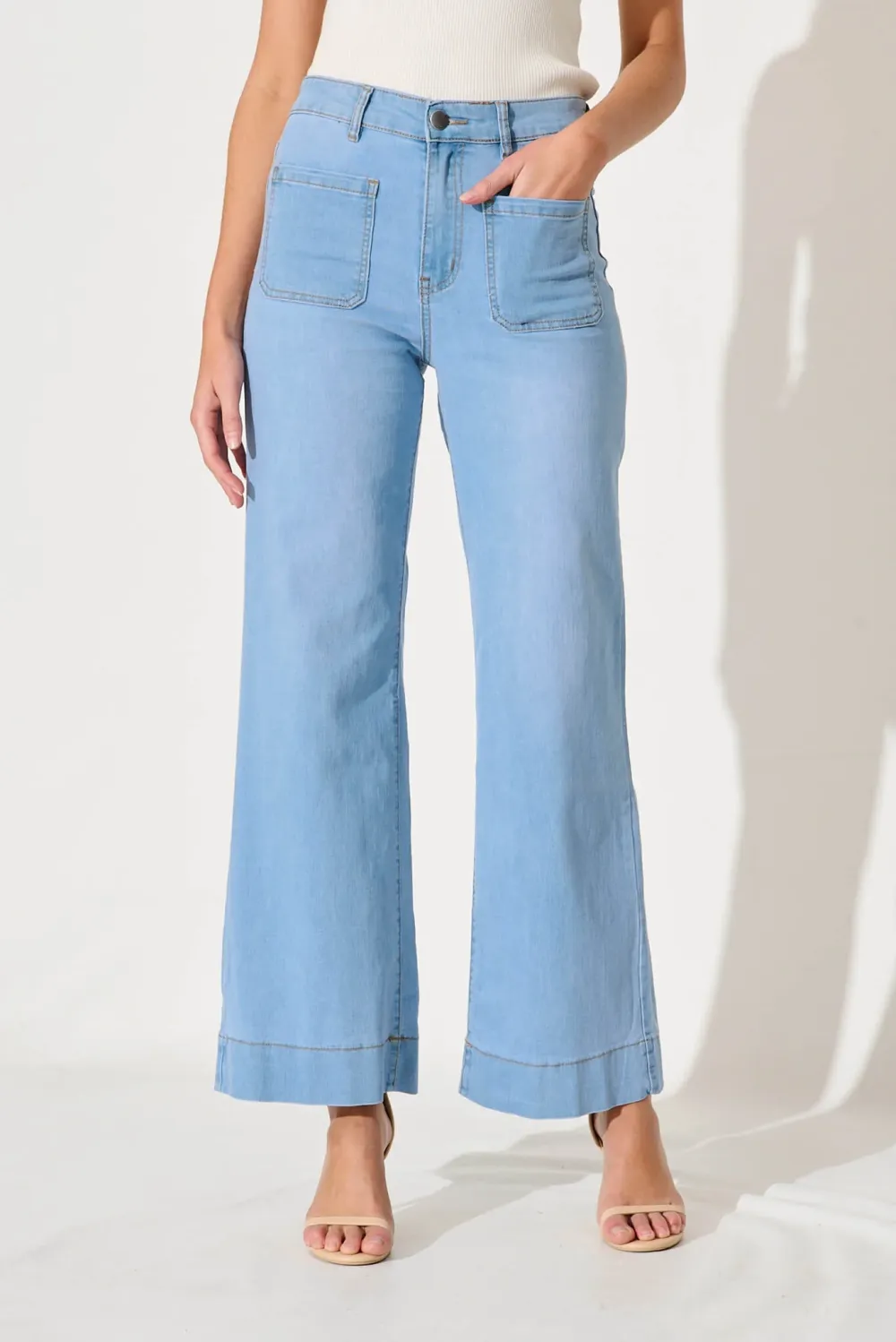 Light Blue High Waisted Flared Denim Jeans