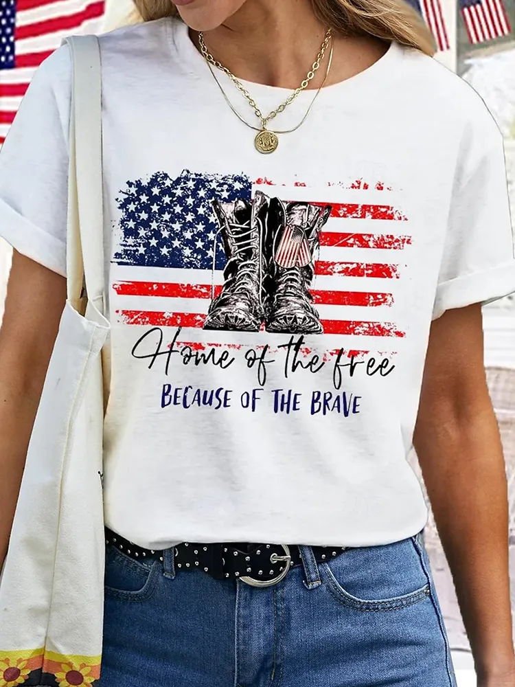 Home Of The Free Because Of The Brave Tank USA Flag T-Shirt
