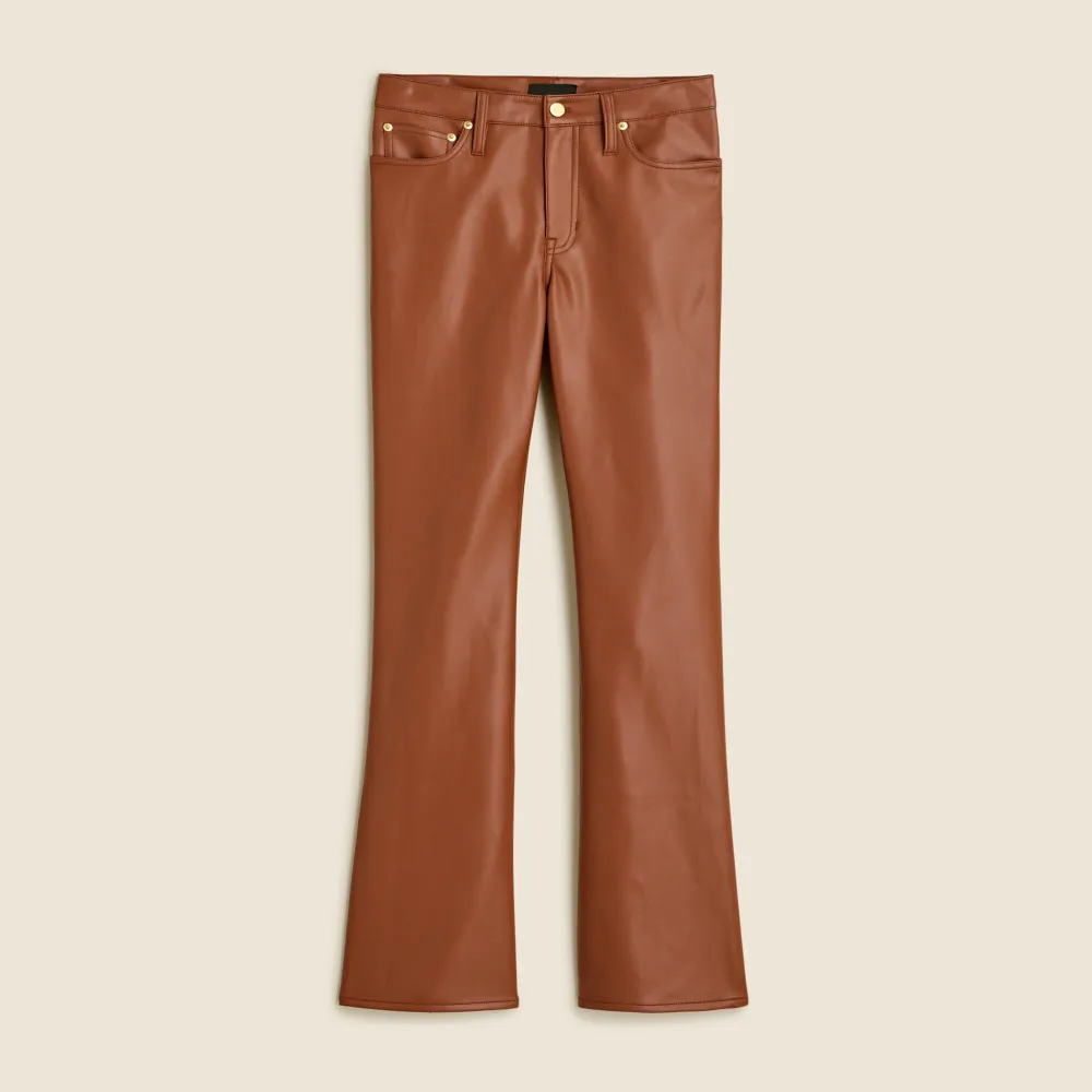 High-rise bootcut pant in faux leather