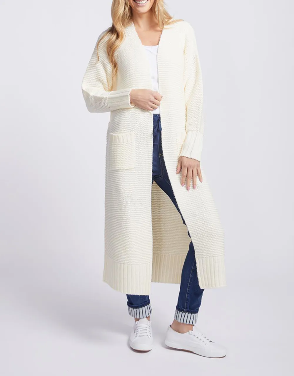 Long Sleeve Belted Cardigan - Birch