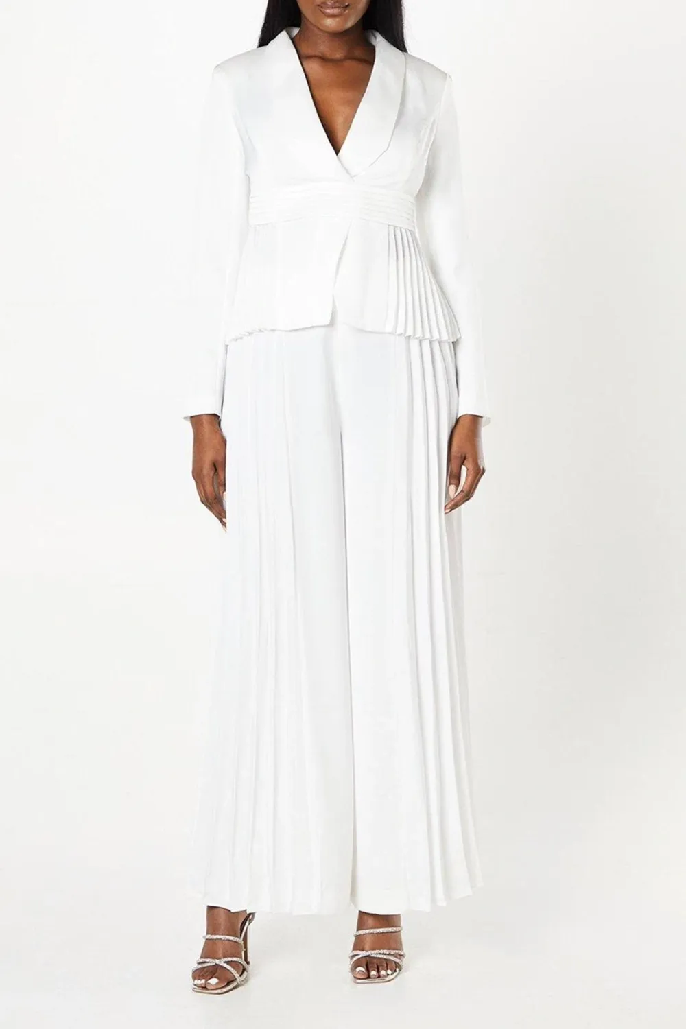 Pleat Detail Wide Leg Trouser