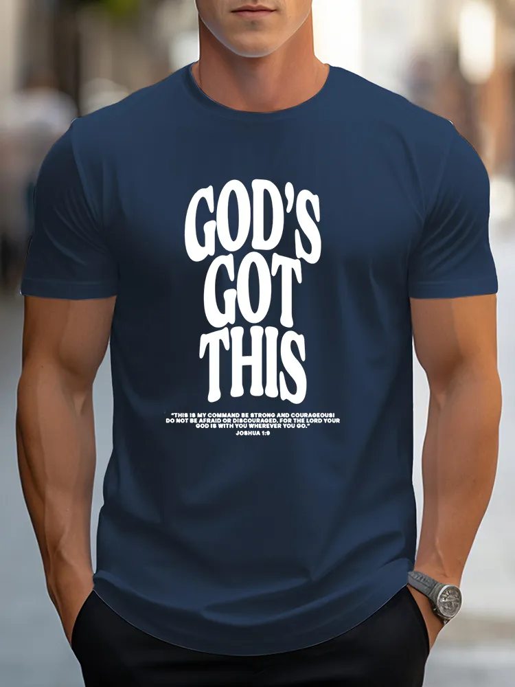 Men'S God'S Got This Pure Cotton Round-Neck Short-Sleeved T-Shirt