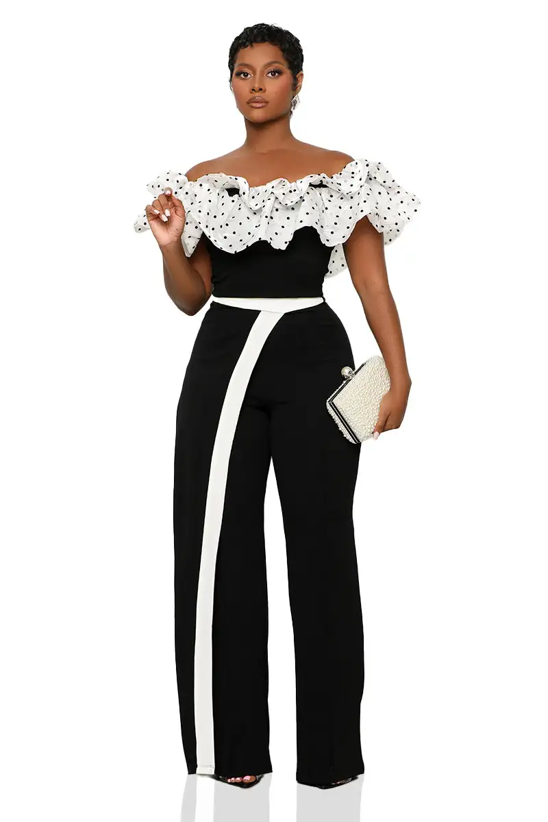 Cold Shoulder Polka Dot Top (Black & White)