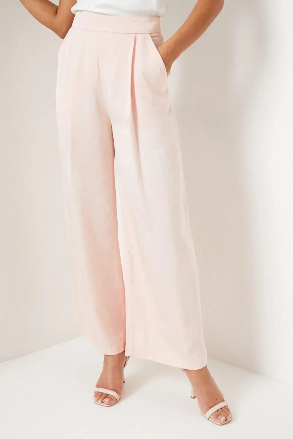 Premium Linen Mix Wide Leg Trouser