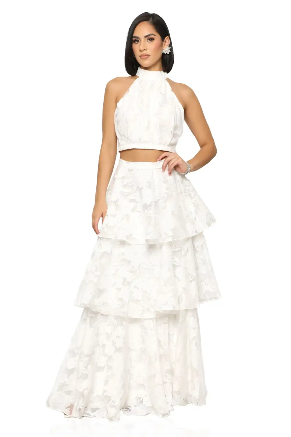 Angelic Layered Skirt Set (White)-FINAL SALE