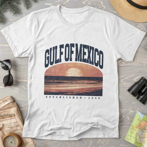 Gulf Of Mexico Varsity Sunset Comfort Colors T-Shirt