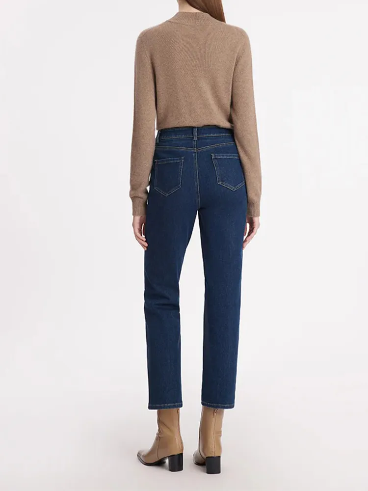 Cotton Ankle Length Women Tapered Jeans