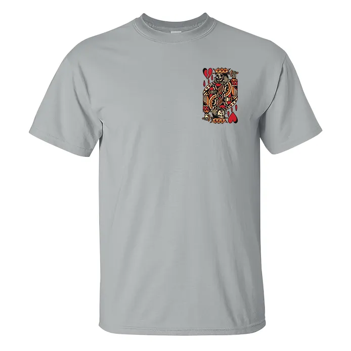 Playing Card Skull Print Casual T-shirt