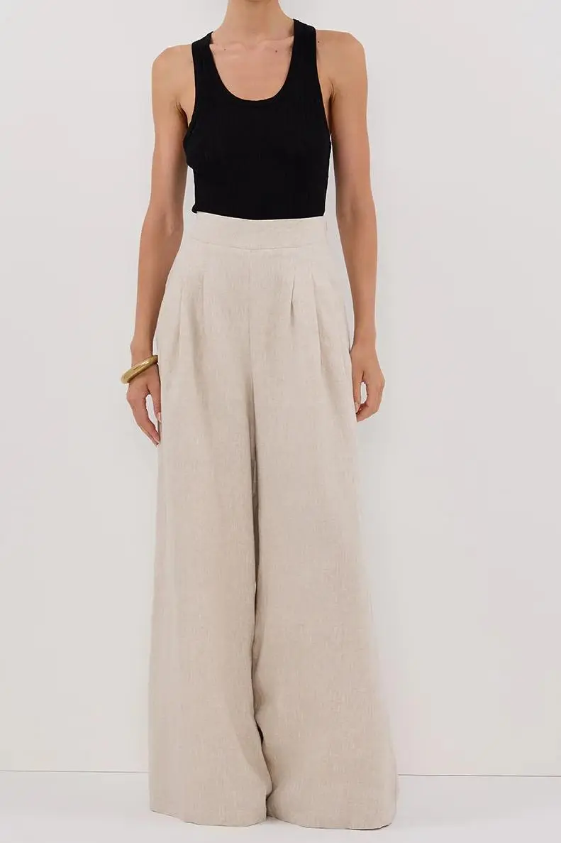 CODY NATURAL WIDE LINEN PANT