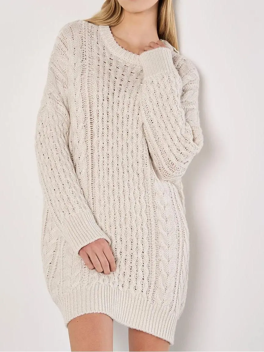 Oversized Cable Knit Jumper Mini Dress