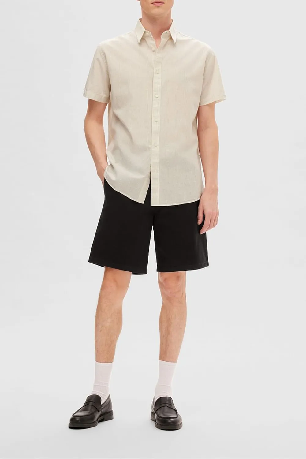 Green Mid Rise Cotton Chino Shorts